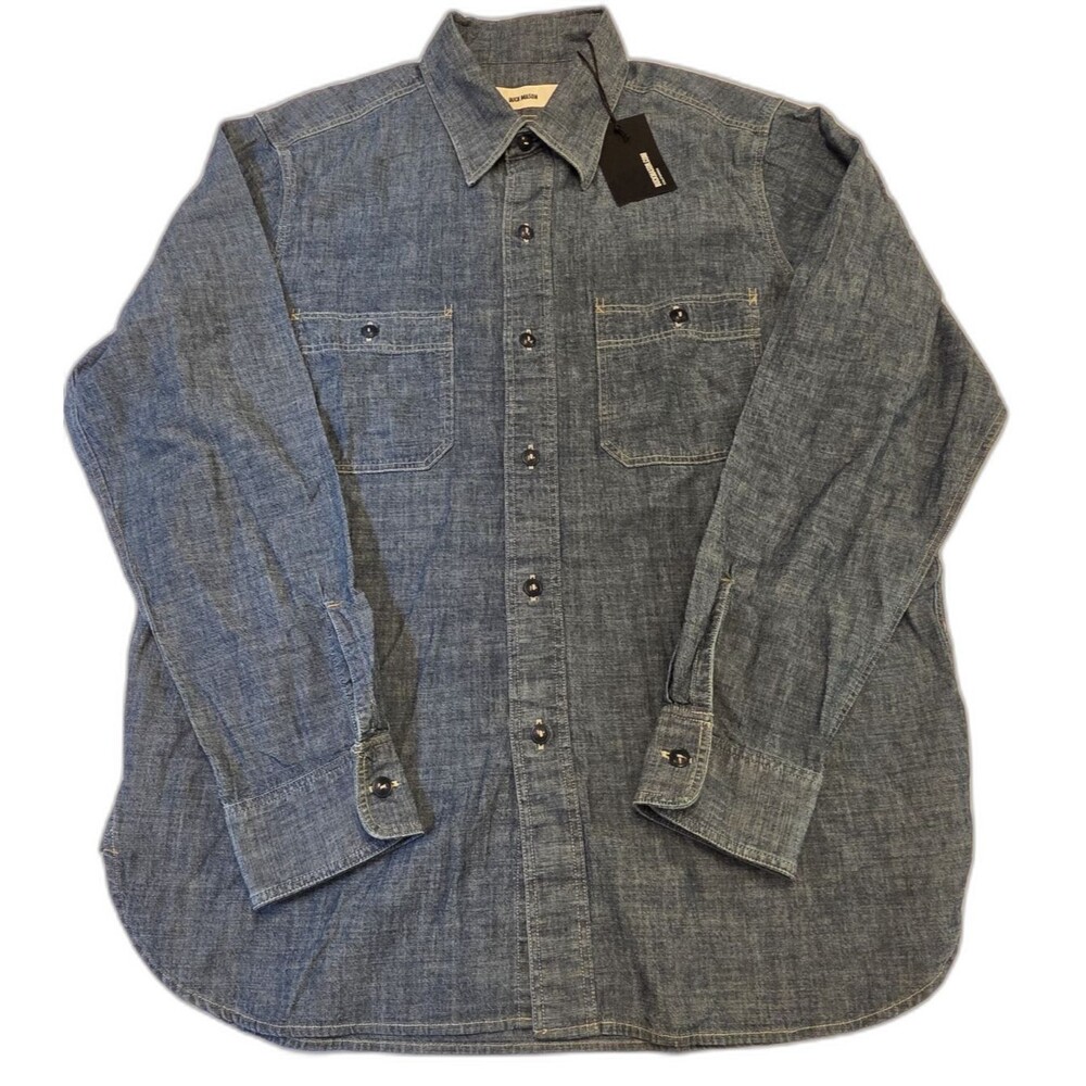 NWT Buck Mason Japanese Chambray Station Shirt Men's M Blue Workwear $168